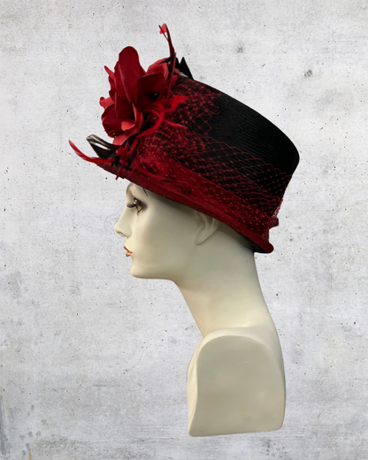 Black Sisal with Red Silk Trim