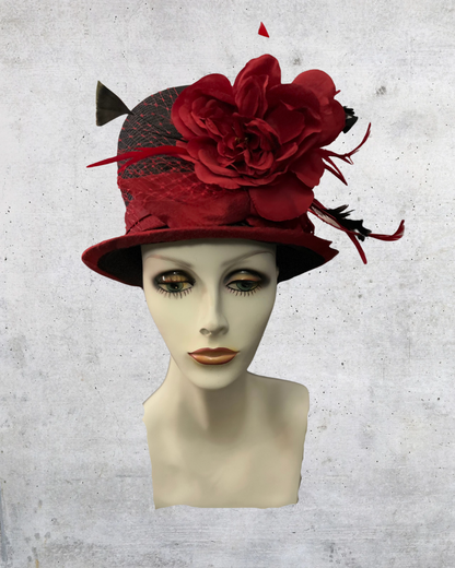 Black Sisal with Red Silk Trim