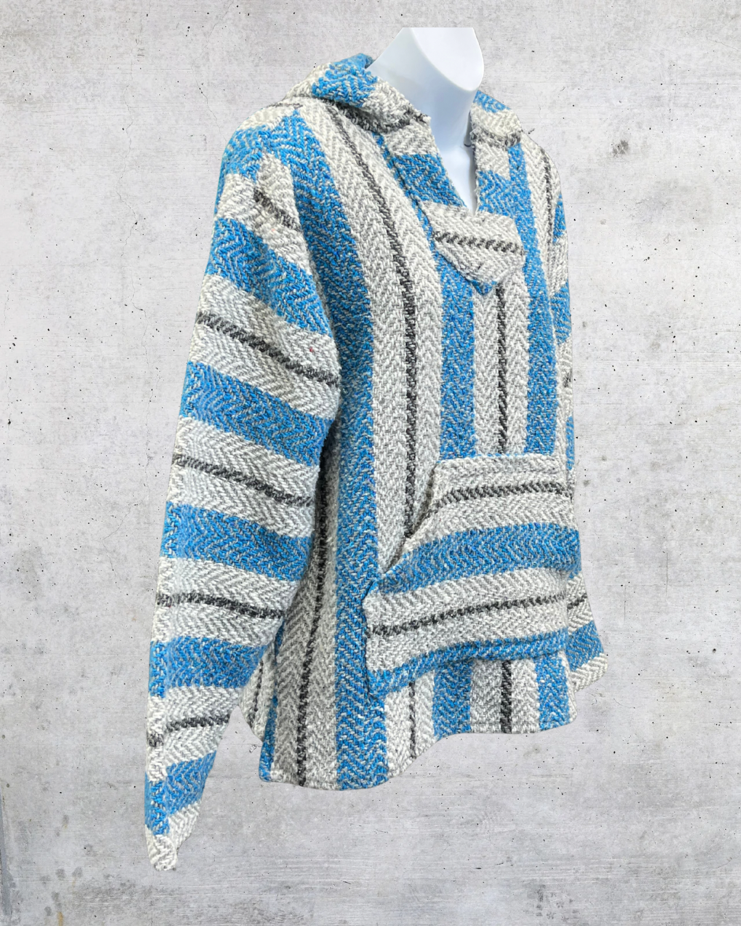 Vintage 90s Baja Joe Blue & Gray Drug Rug Hoodie - Medium