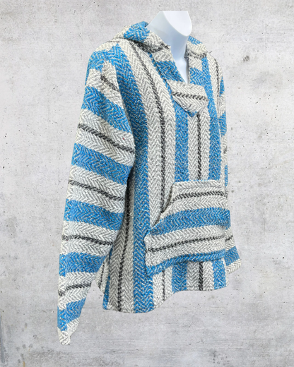 Vintage 90s Baja Joe Blue & Gray Drug Rug Hoodie - Medium