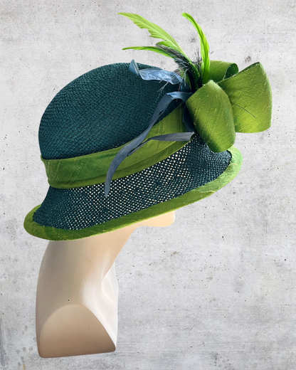 Cotton Weave in Teal with Green Silk Trim