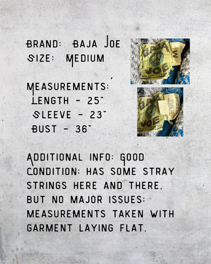 Vintage 90s Baja Joe Blue & Gray Drug Rug Hoodie - Medium