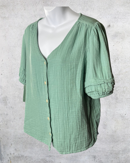 Sonoma Green Button-Front Blouse