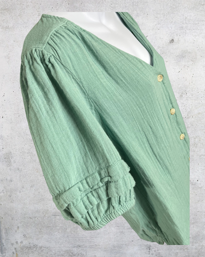 Sonoma Green Button-Front Blouse