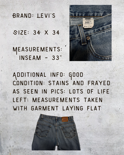 Classic Levi’s 550 “Lived-In Legends” Jeans - Size 34 x 34