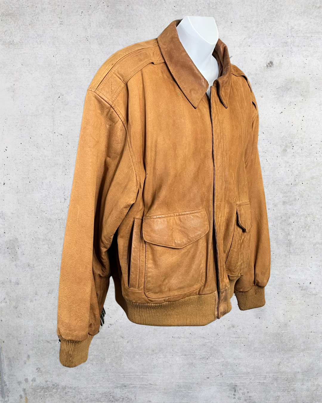Vintage Outbrook Brown Suede Bomber Jacket – Medium