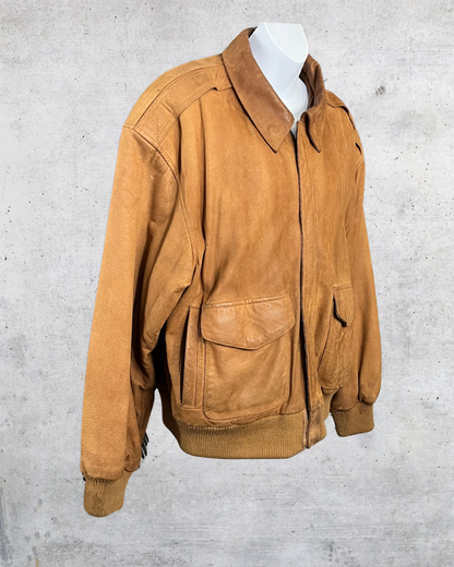 Vintage Outbrook Brown Suede Bomber Jacket – Medium