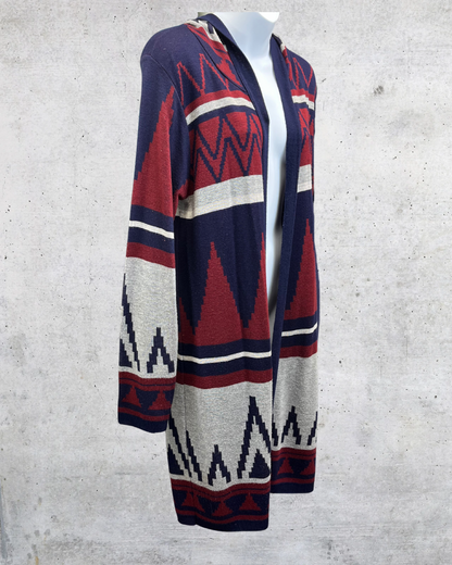 Allison Brittney Southwest Hooded Longline Cardigan - Large