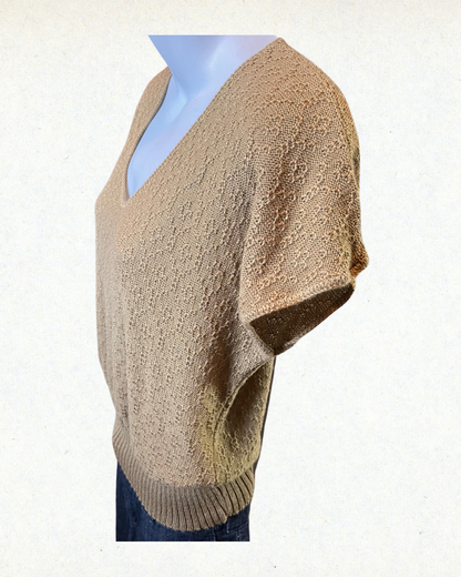 Vintage 80s V-neck Knit Blouse - Small