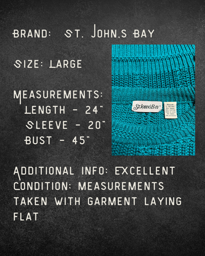 Teal You Feel It Knit Sweater - Large
