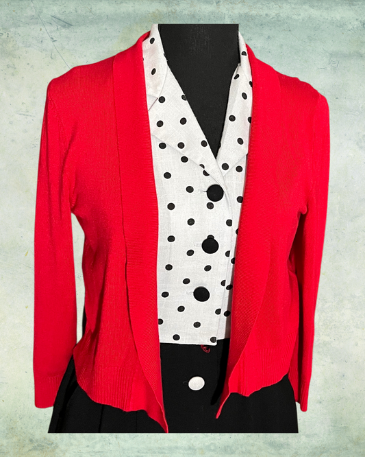 Red Cropped Cardigan - Size 10