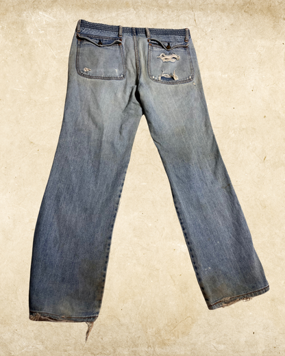 Super Distressed Vintage Private Club Jeans - 36” x 30”