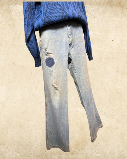 Super Distressed Vintage Private Club Jeans - 36” x 30”