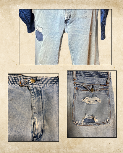 Super Distressed Vintage Private Club Jeans - 36” x 30”