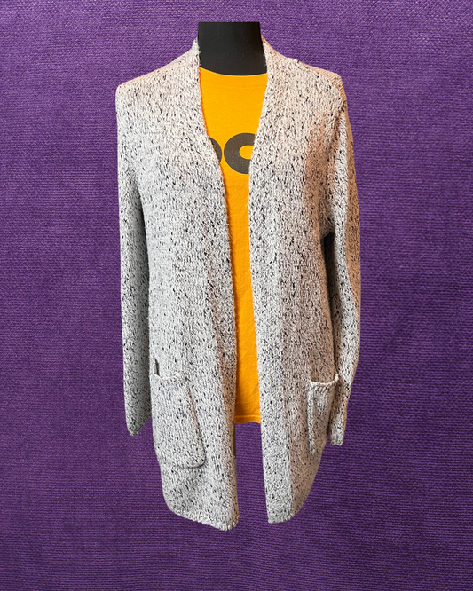 White Cardigan with Black Specks - Large