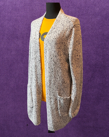 White Cardigan with Black Specks - Large