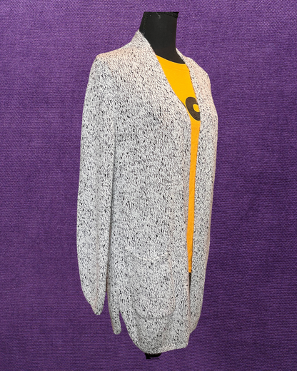 White Cardigan with Black Specks - Large