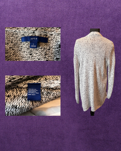 White Cardigan with Black Specks - Large