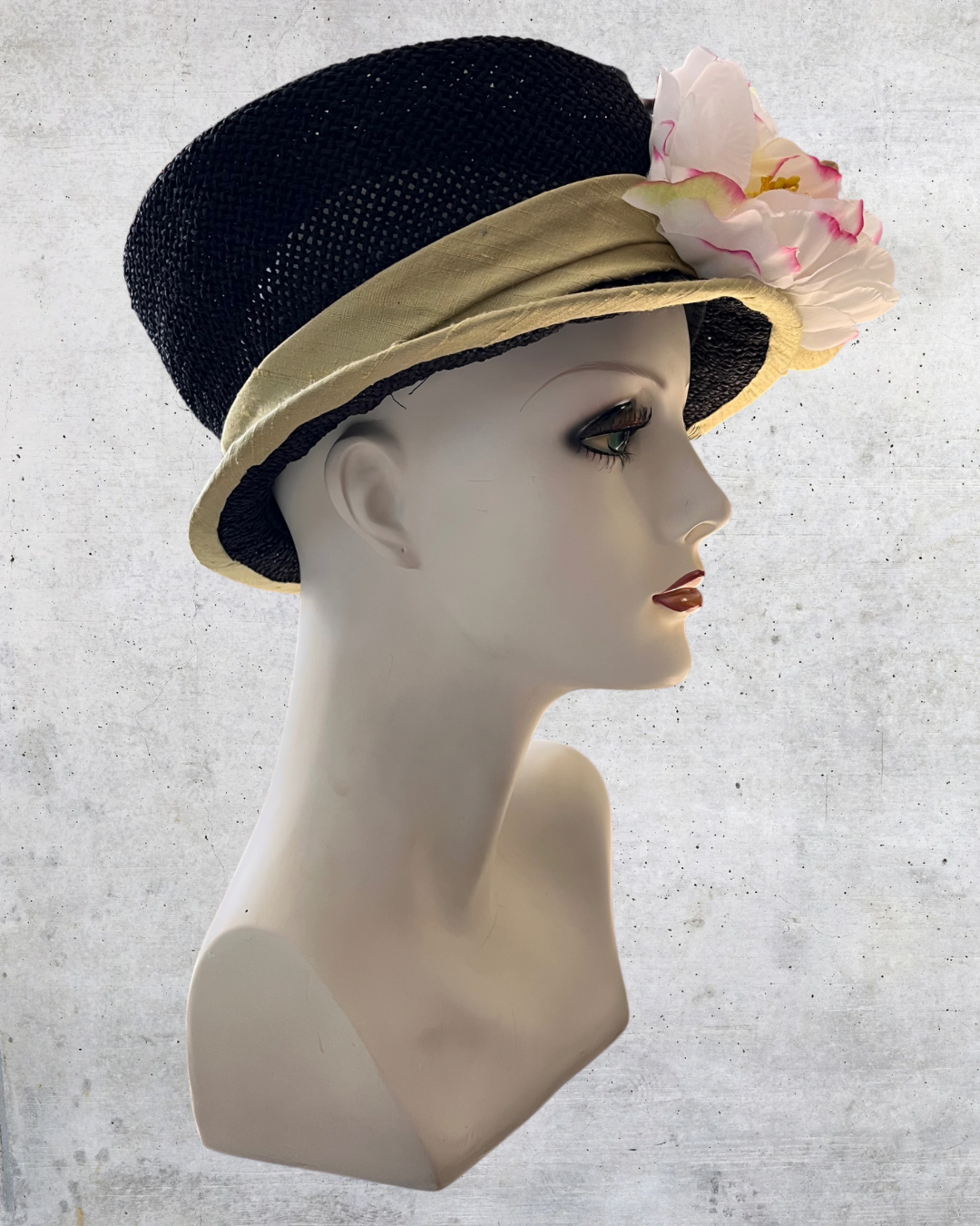 Cotton Weave Topper in Black with Silk Trim
