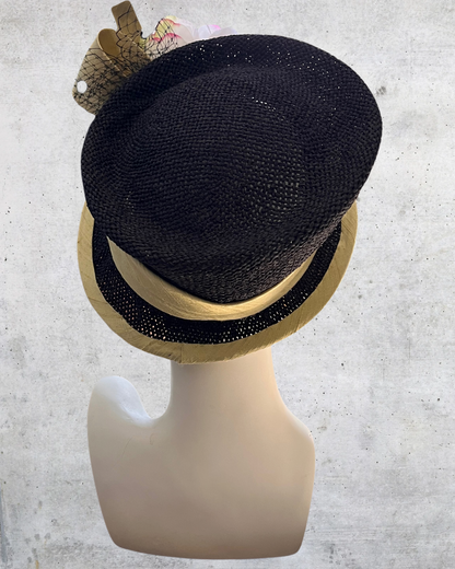 Cotton Weave Topper in Black with Silk Trim