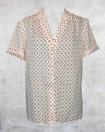 Retro Mod Satin Blouse - Medium