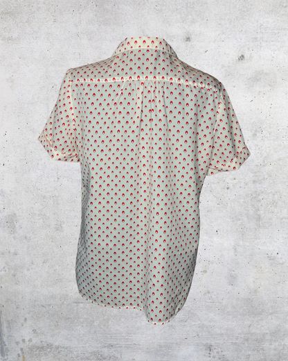 Retro Mod Satin Blouse - Medium