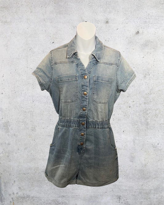 Denim Dream Snap Up Romper - Medium (7-9)