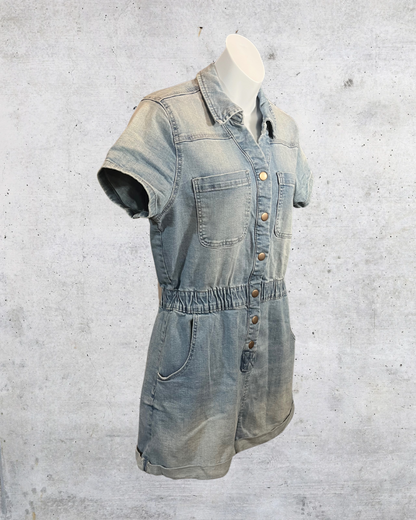 Denim Dream Snap Up Romper - Medium (7-9)