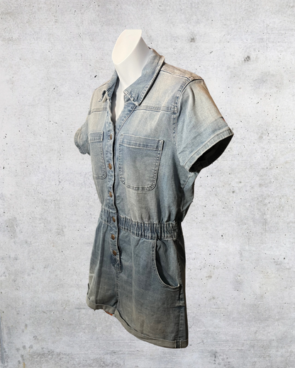 Denim Dream Snap Up Romper - Medium (7-9)
