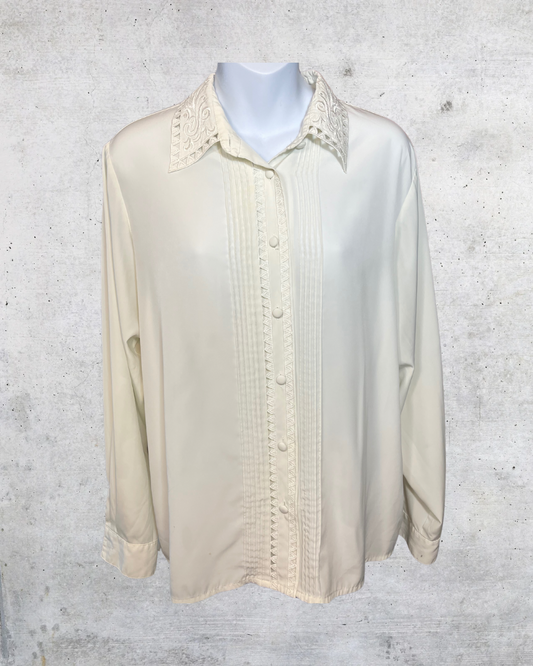 Vintage Yves St. Clair Embroidered Tuxedo Blouse
