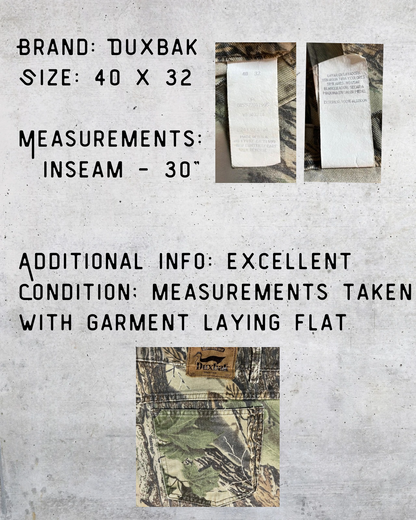 Duxbak RealTree Camo Carpenter Pants - 40 X 32