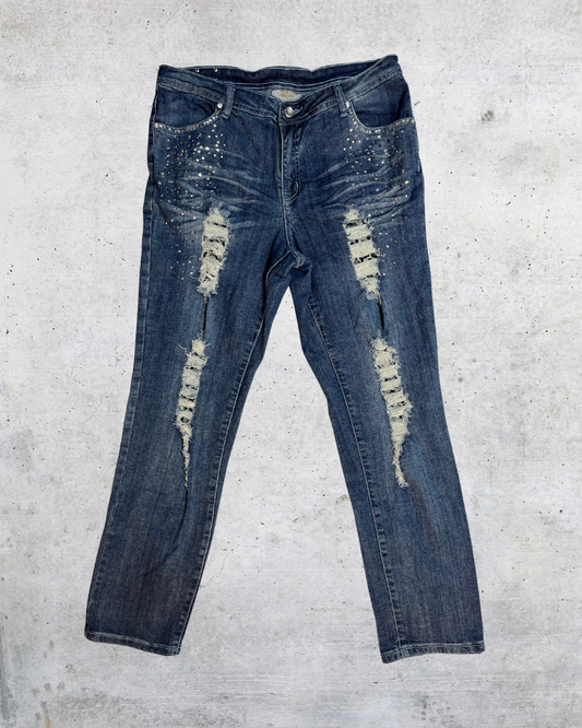 Rhinestone Rager Jeans -  Size 8