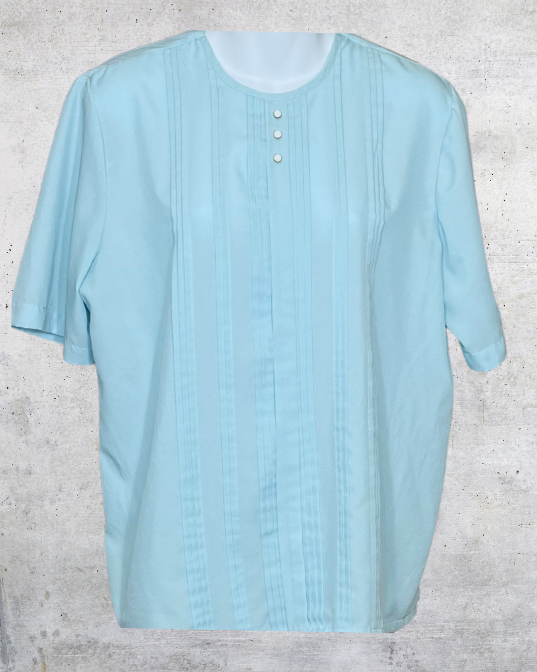 Vintage Baby Blue Blouse with Pintuck Detail