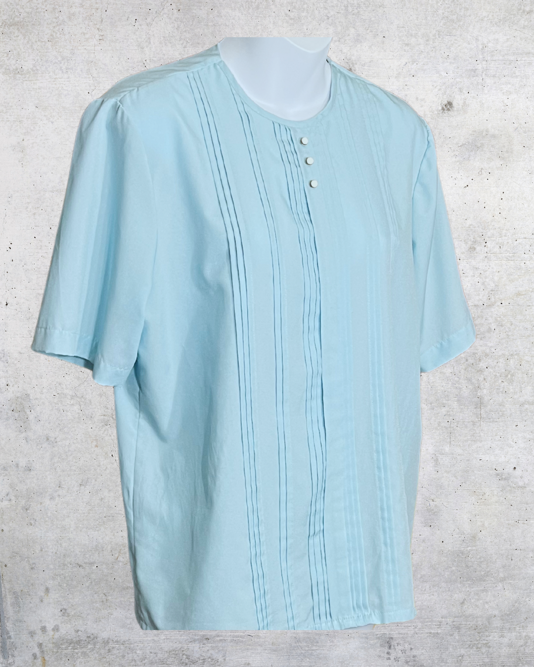 Vintage Baby Blue Blouse with Pintuck Detail