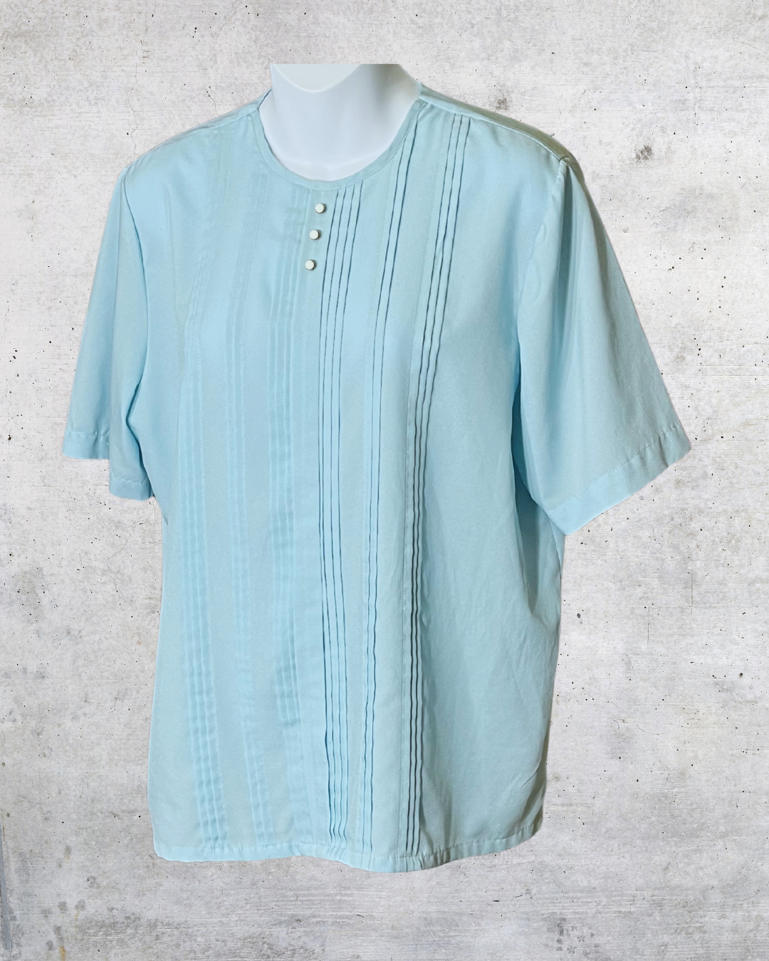 Vintage Baby Blue Blouse with Pintuck Detail