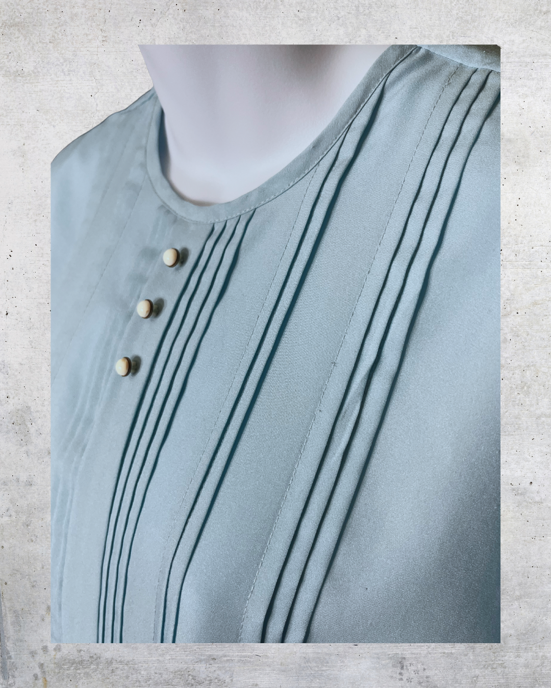 Vintage Baby Blue Blouse with Pintuck Detail