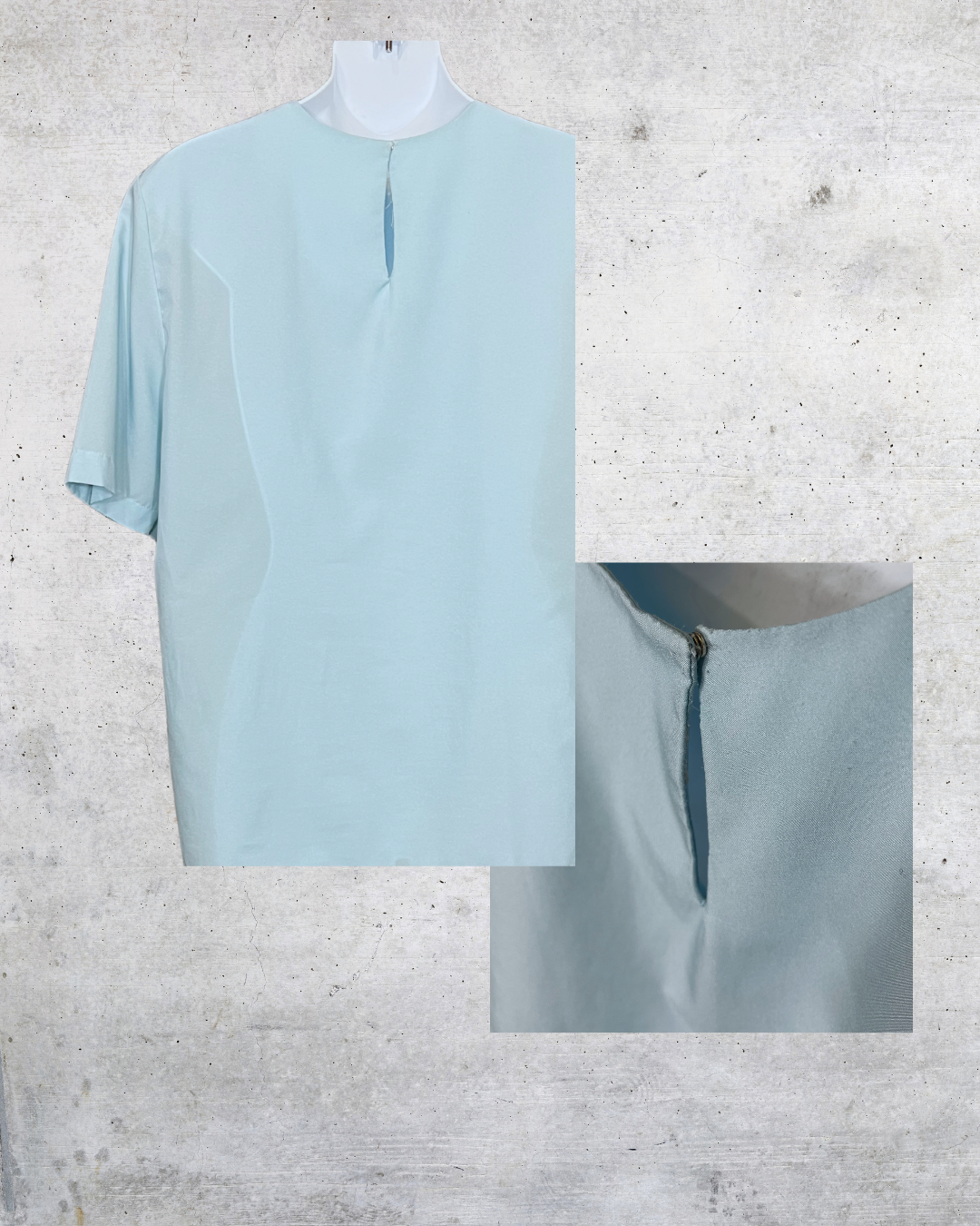 Vintage Baby Blue Blouse with Pintuck Detail
