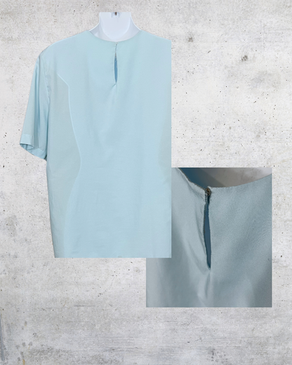 Vintage Baby Blue Blouse with Pintuck Detail