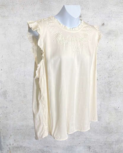 Vanilla Lace Flutter Sleeve Blouse