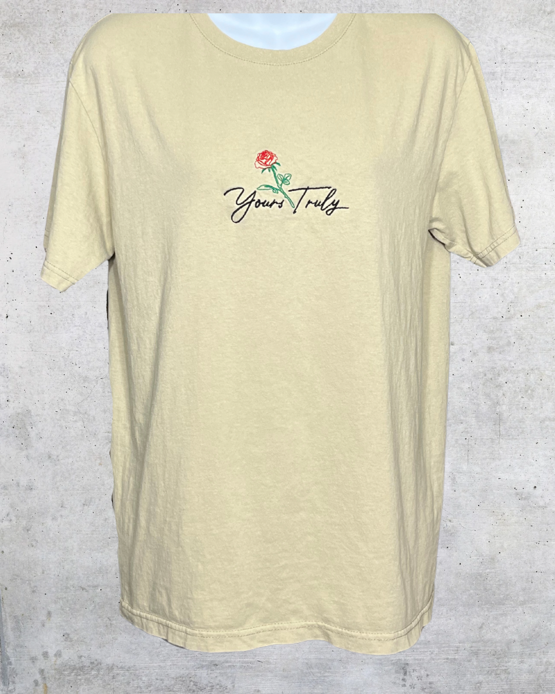 Yours Truly Embroidered Rose Tee