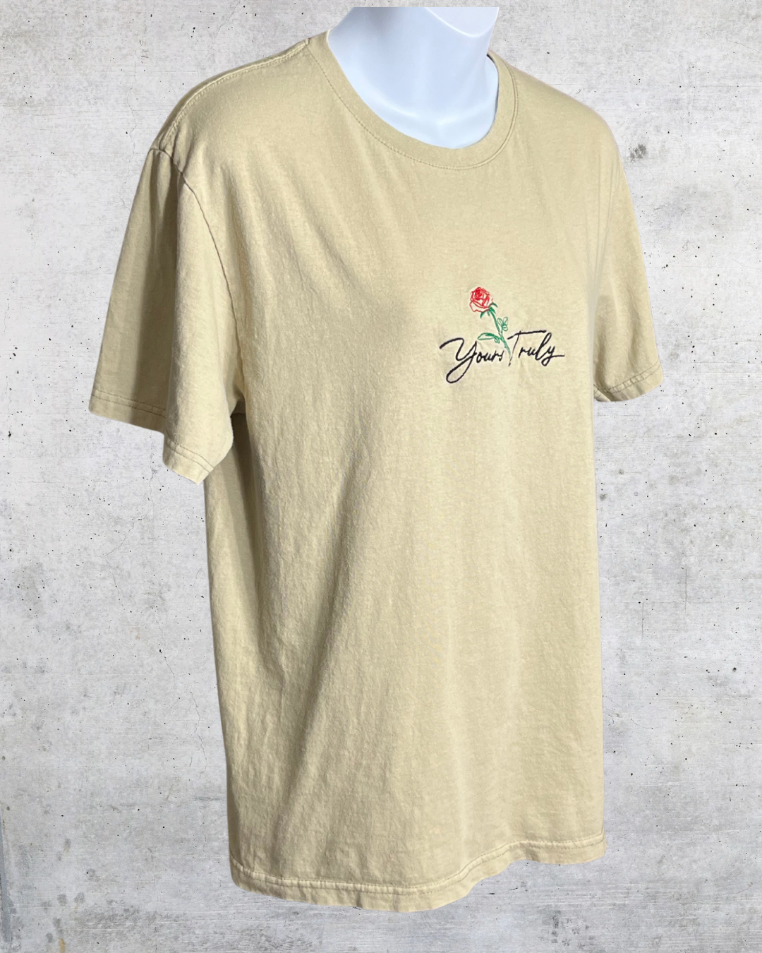Yours Truly Embroidered Rose Tee
