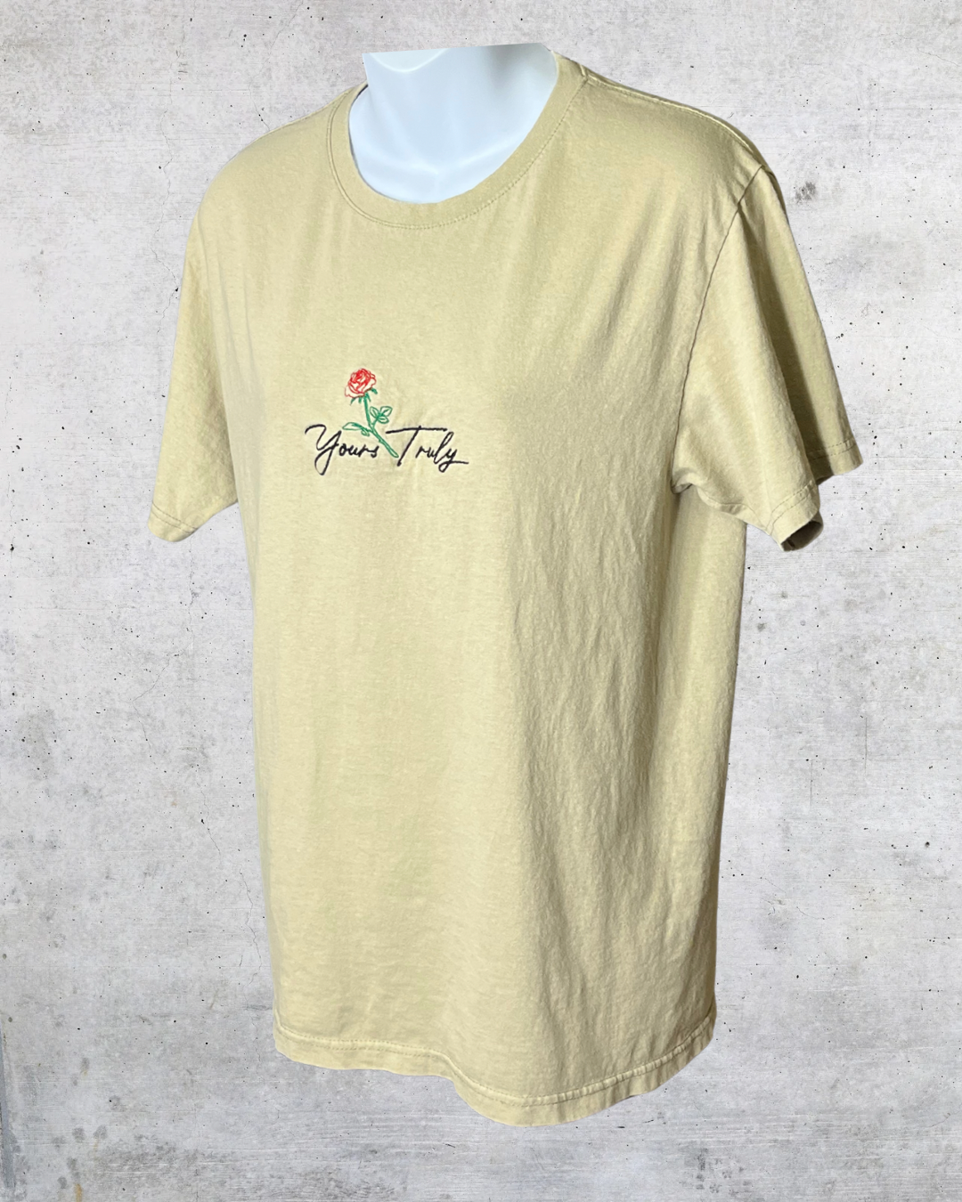 Yours Truly Embroidered Rose Tee