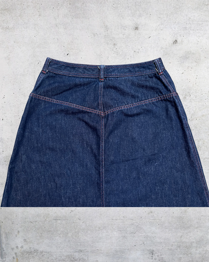 Y2K Halston III Button-Front Denim Skirt - Size 14