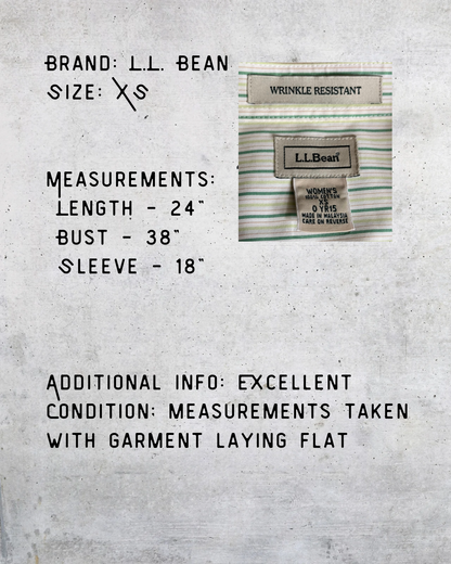 L.L. Bean Wrinkle Resistant Striped Button-Up Shirt – XS