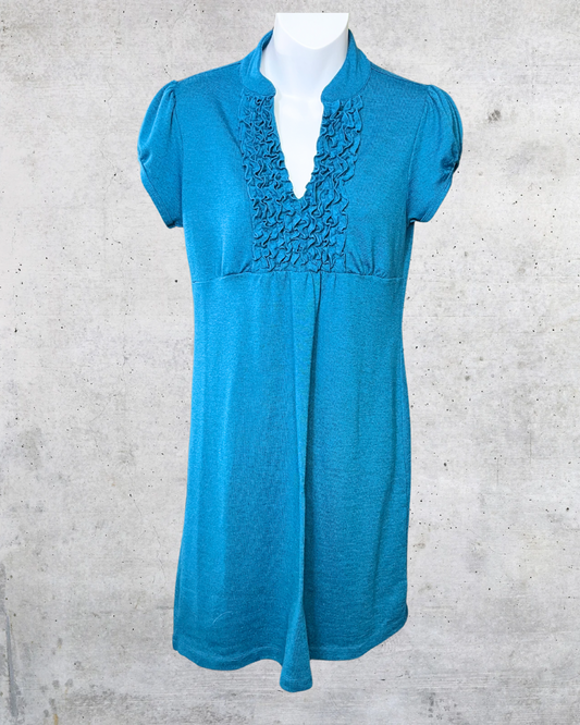 Heart Soul Teal Ruffle Front Dress – Medium