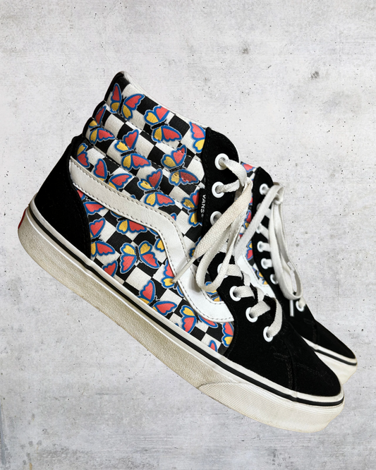 Vans Sk8-Hi Butterfly Checkerboard Sneakers – Women’s 9