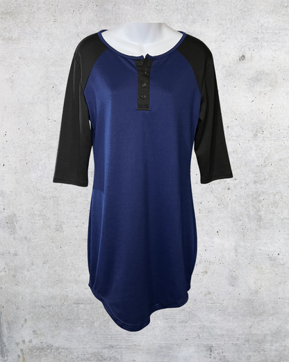 vFish Navy & Black Colorblock Henley Dress – Large