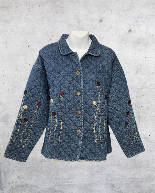 Sara Studio Quilted Denim Jacket Garden Stitch Edition - Large