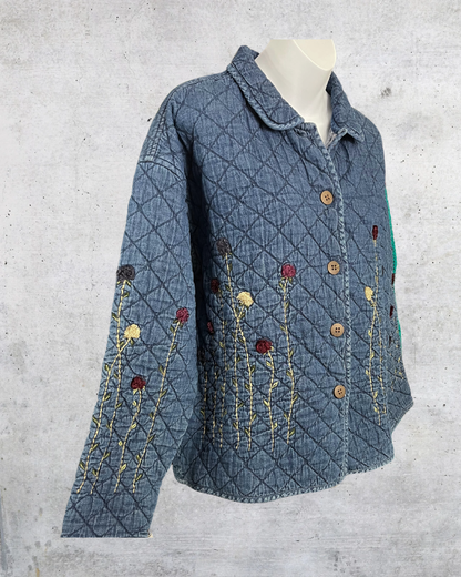 Sara Studio Quilted Denim Jacket Garden Stitch Edition - Large