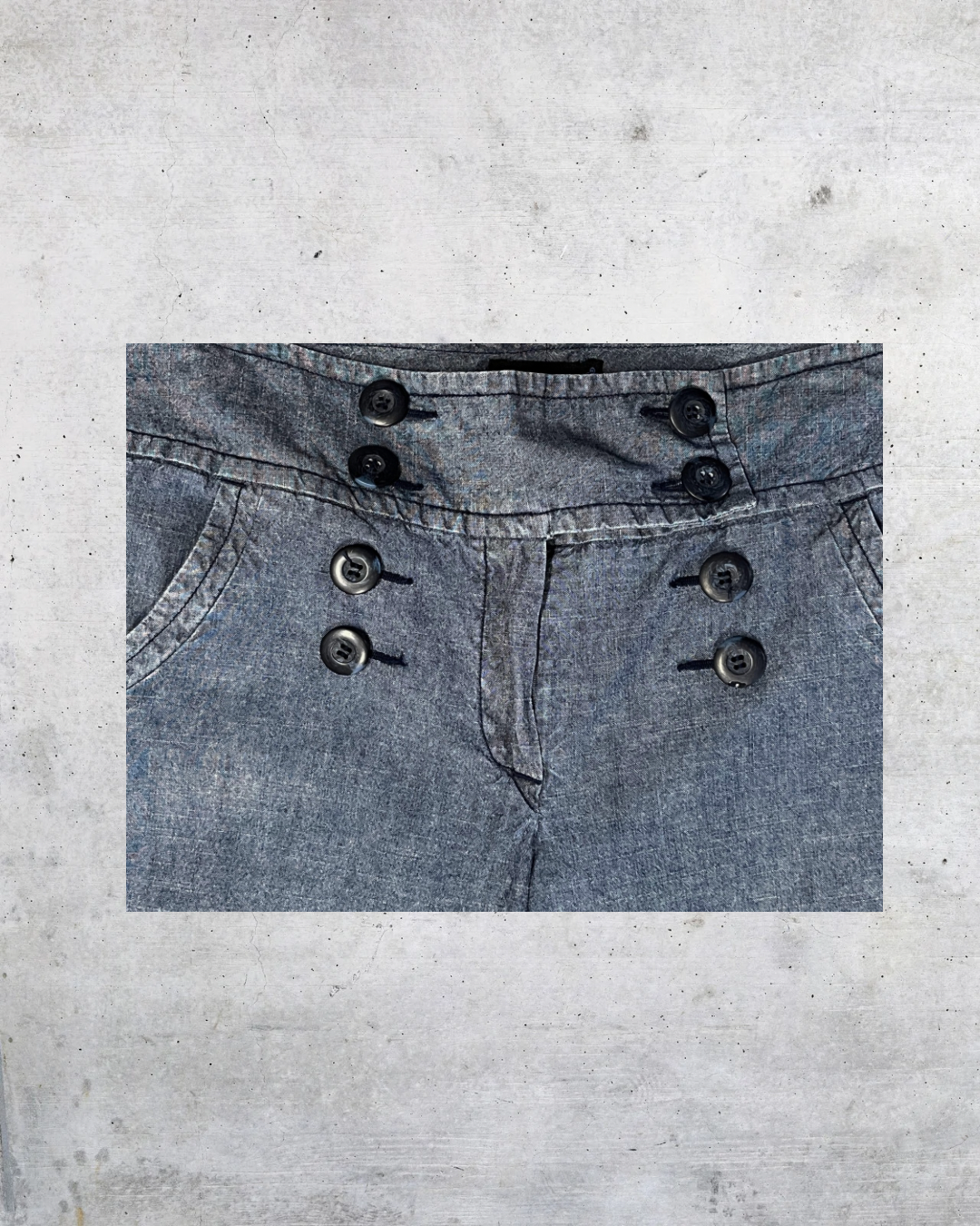 Mandarin Blue Sailor Button Wide-Leg Pants - Size 10